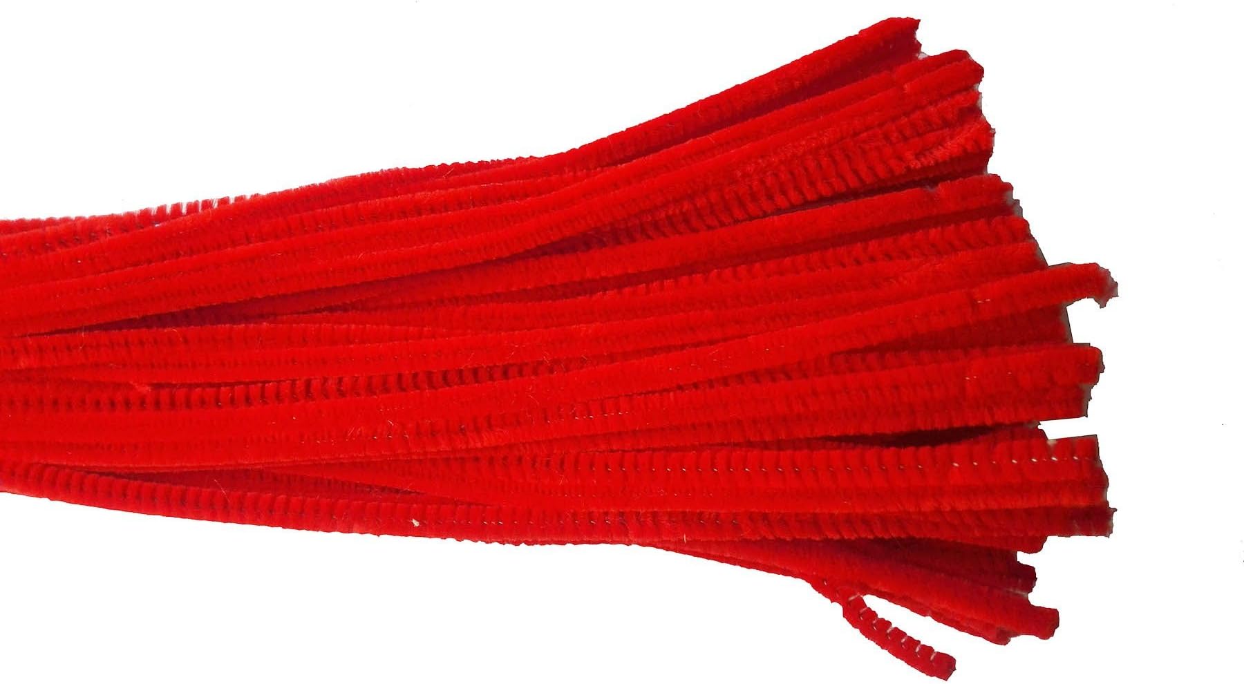 Caryko Super Fuzzy Chenille Stems Pipe Cleaners Pack of 100 (Red)