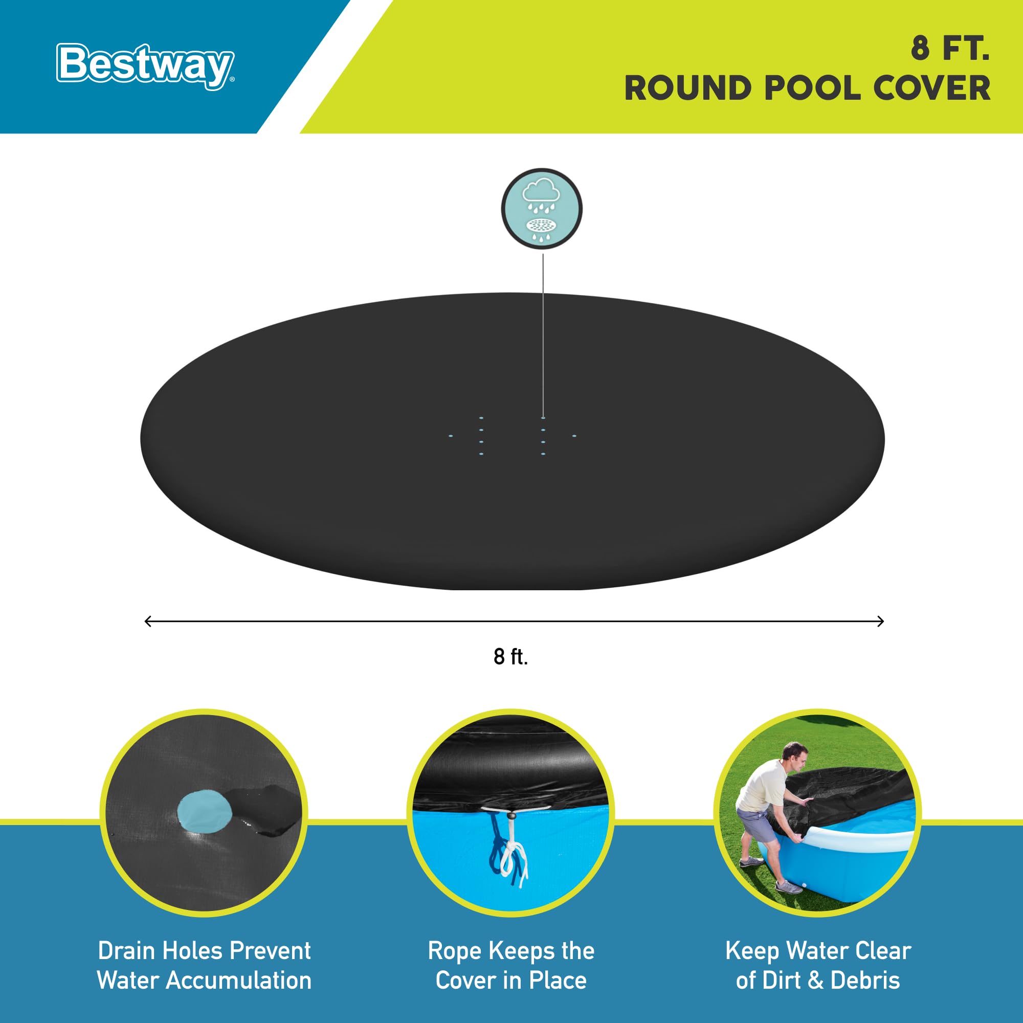 Bestway Fast Set Pool Flowclear Plandeka, 244 cm, Niebieska