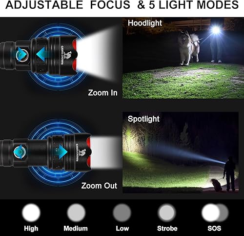 Miniatura 2 de CAMEL CROWN Linternas recargables, con un interruptor electrónico de cola, salida regulada para camping, senderismo, emergencia