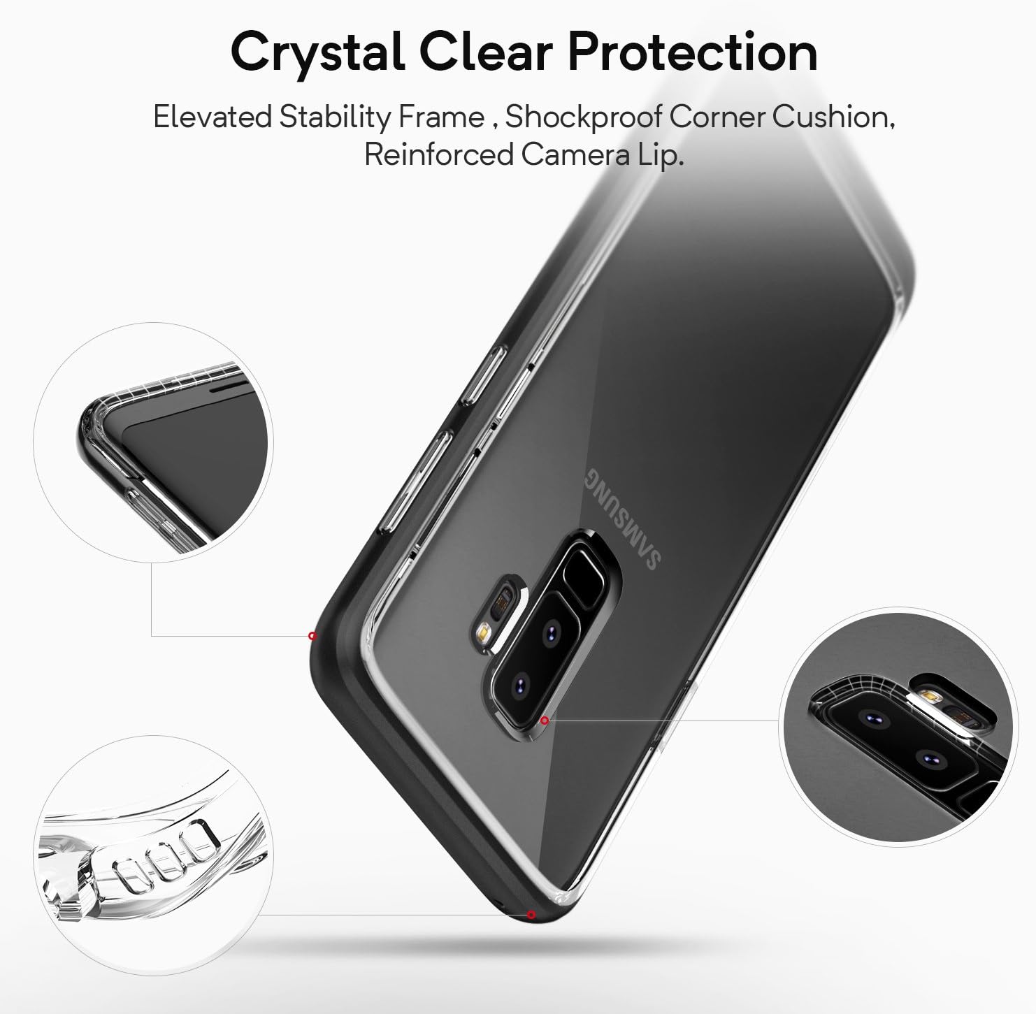 Caseology Skyfall for Galaxy S9 Plus Case (2018) - Clear Back & Slim Fit - Black