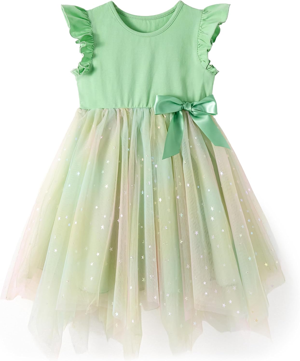 Miipat Toddler Girls Tulle Dress Flutter Sleeve Princess Party Dress Little Kids Fluffy Tutu Sundress