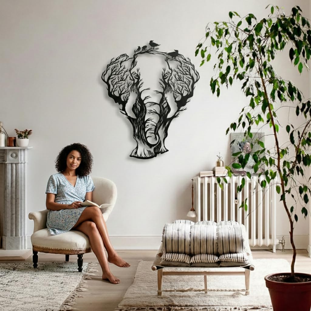 DEKADRON Metall-Wandkunst Geometrischer Elefant, 59 x 75 cm