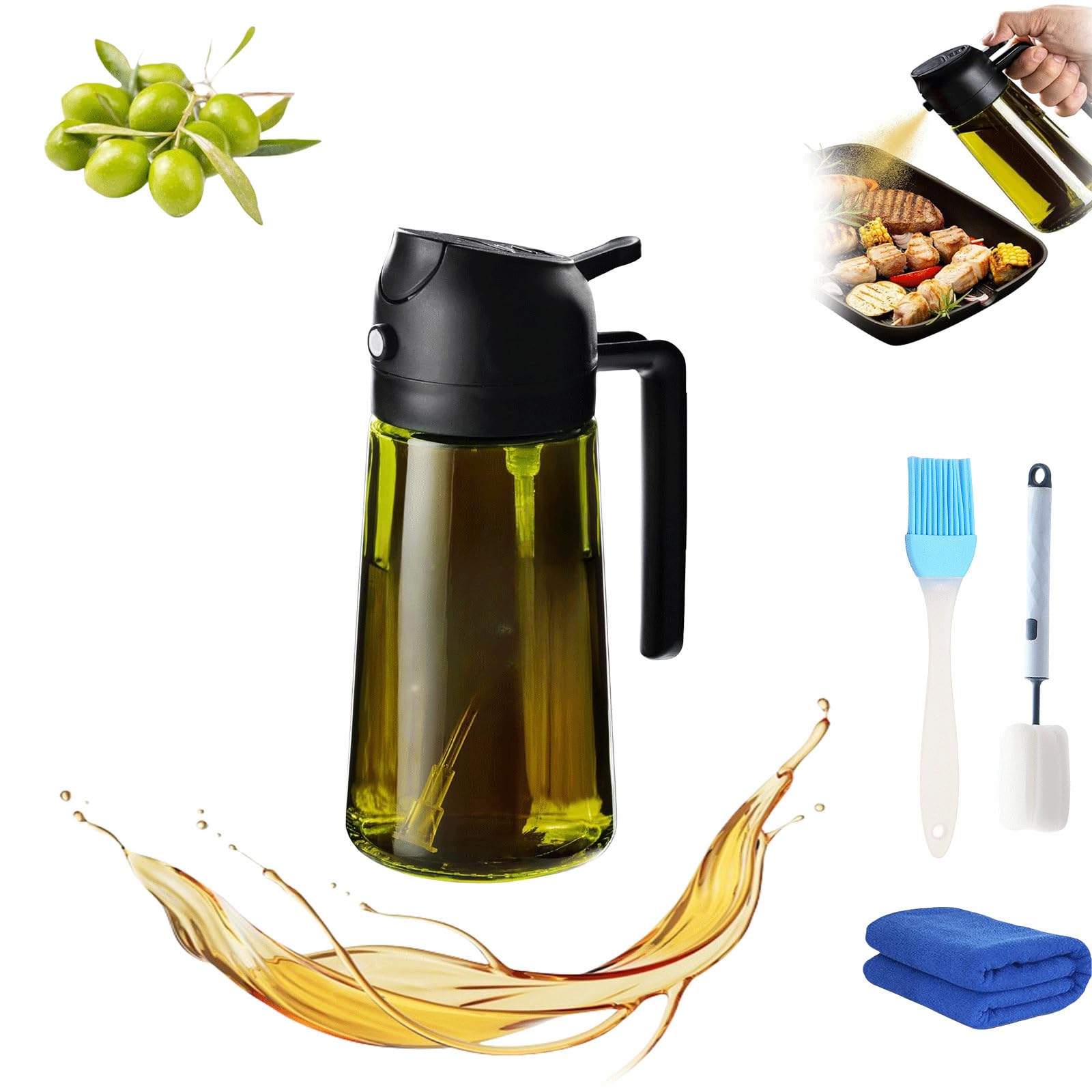 Kitchen Maiden 2 In 1 Oil Dispenser,Kitchenmaiden 2 In 1,Kitchen Maiden Oil Dispenser,2 In 1 Oil Dispenser And Oil Sprayer,Kitchen Maiden Oil Dispenser For Olive Oil (Black)