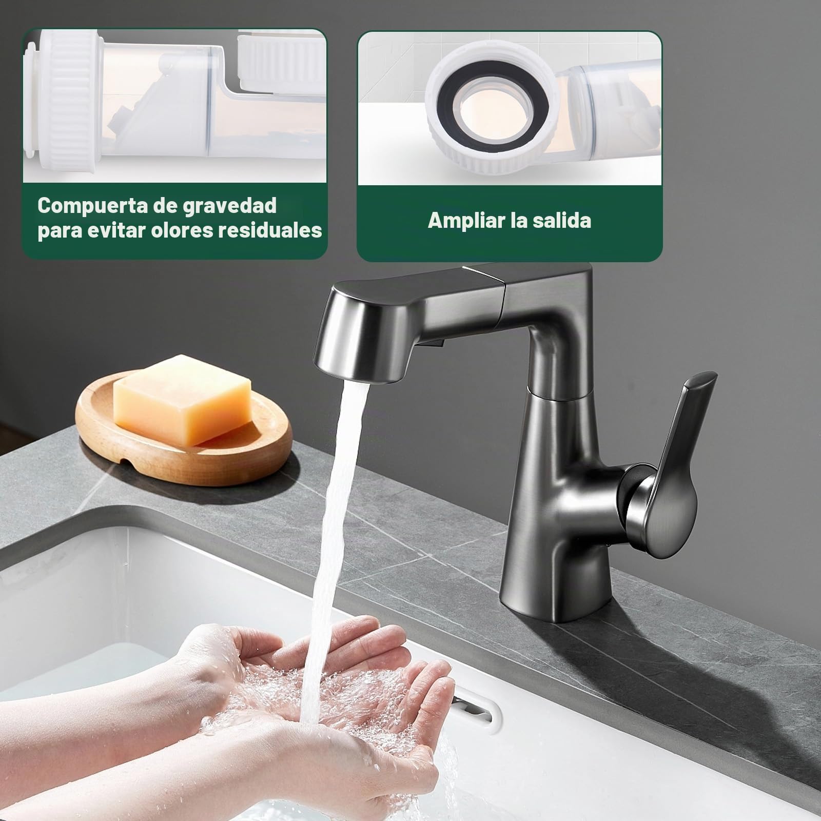 SI SEN Desague Lavabo, Desagüe Fregadero Reemplazable, Sifon Cocina Fregadero, Manguera de Drenaje Flexible, Para Baño Y Cocina