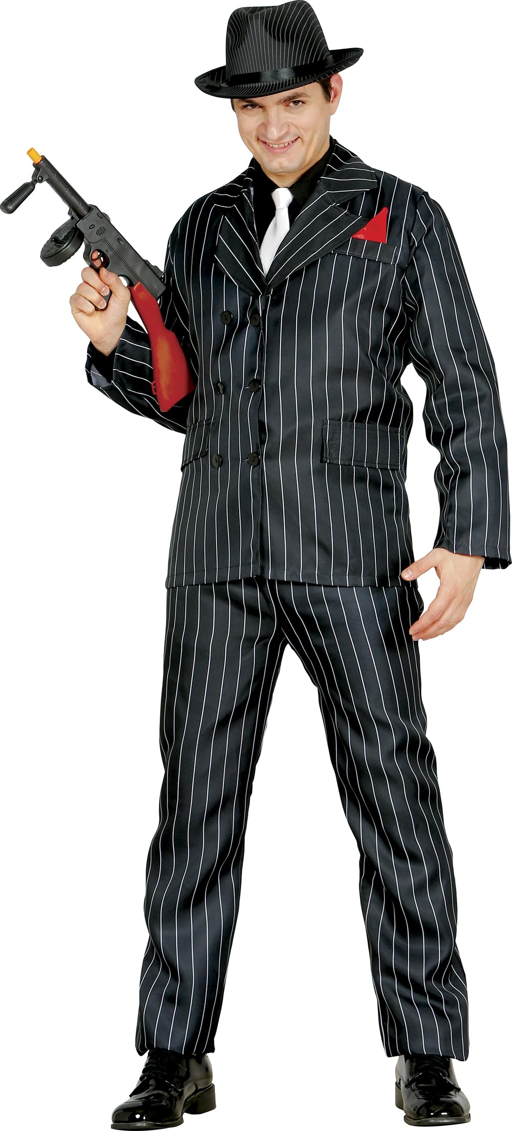 FIESTAS GUIRCA Mafia Gangster Mens Fancy Dress Costume - 1920s Mafia Boss Pinstripe Suit Fancy Dress Men Size XL 44-46