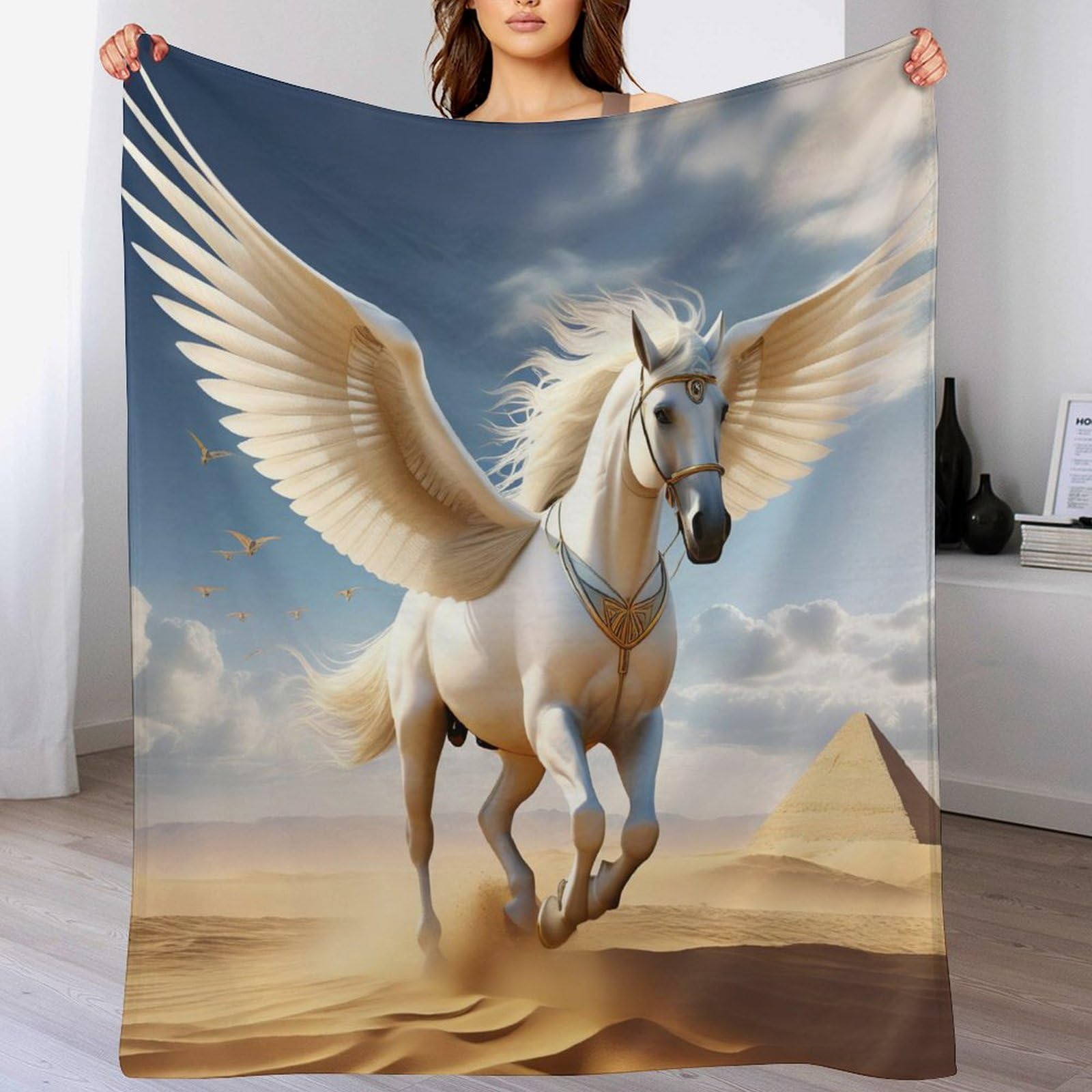 Manta de forro polar para sofá con diseño Animal Horse ideal para tardes de lectura