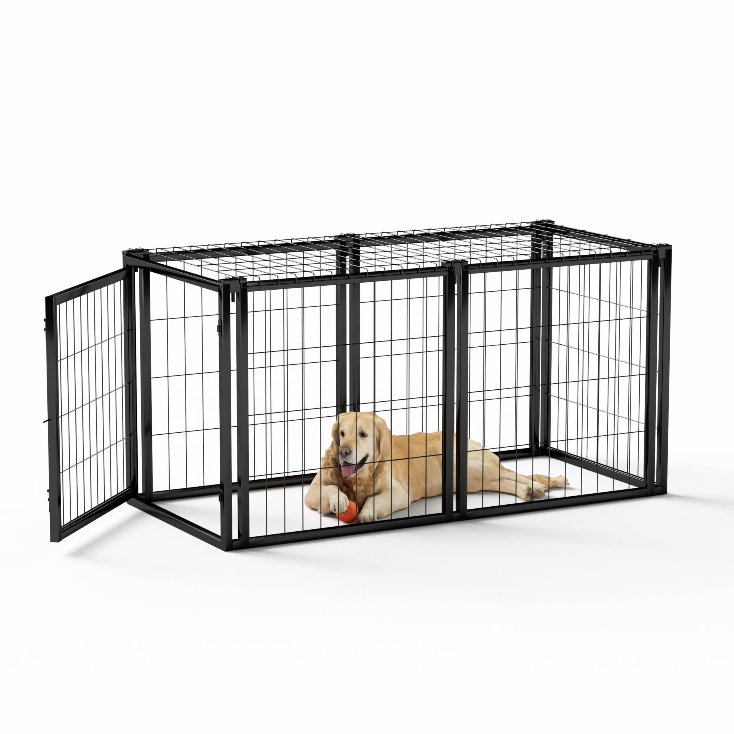 (similar)Heavy Duty Large Dog Crate, 47.2" Dog Kennel for Small Medium Dogs, Dog Cage, Dog Kennel, Puppy Dog Playpen with Top, Dog Crate for Indoor Outdoor, Black, 47.2" L x 22" W x 24" H