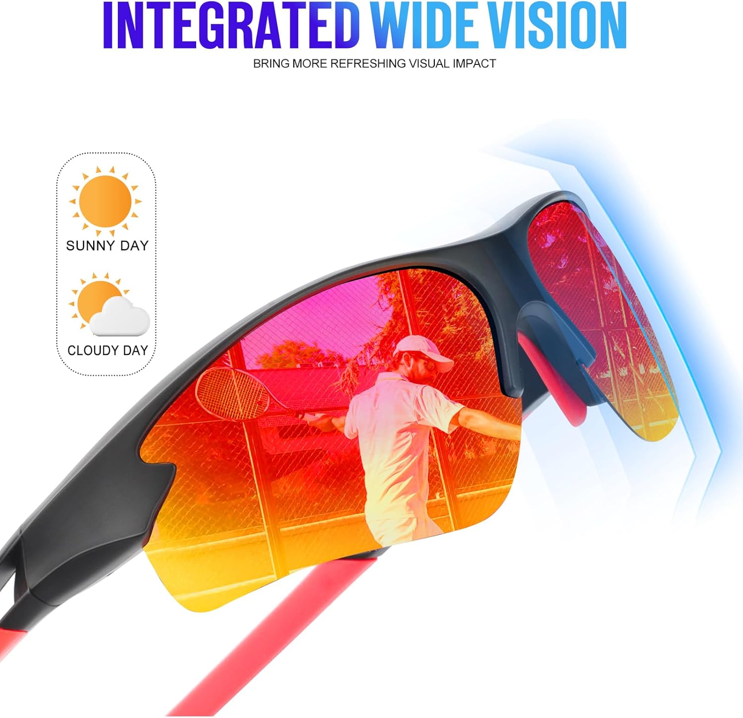 Sports Sunglasses for Men, Polarized Mens Sports Sunglasses Sun Glasses for Running Cycling Outdoor 3Pack