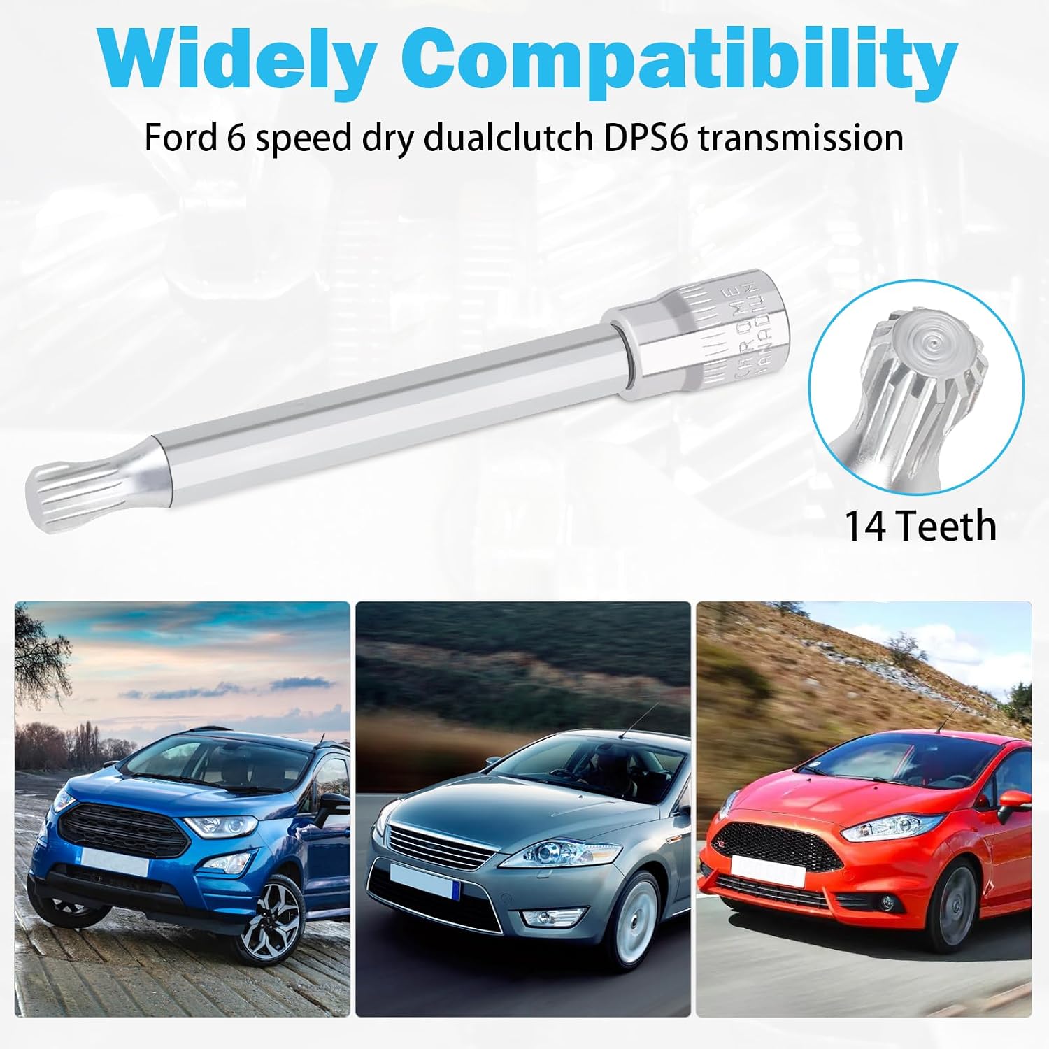 FEITON Dual Clutch Transmission Remover Tools Clutch Actuator Motor Unlock Reset Tool for Ford Focus 6 Speed DPS6 6DCT250 14 Teeth, 1/4" Drive