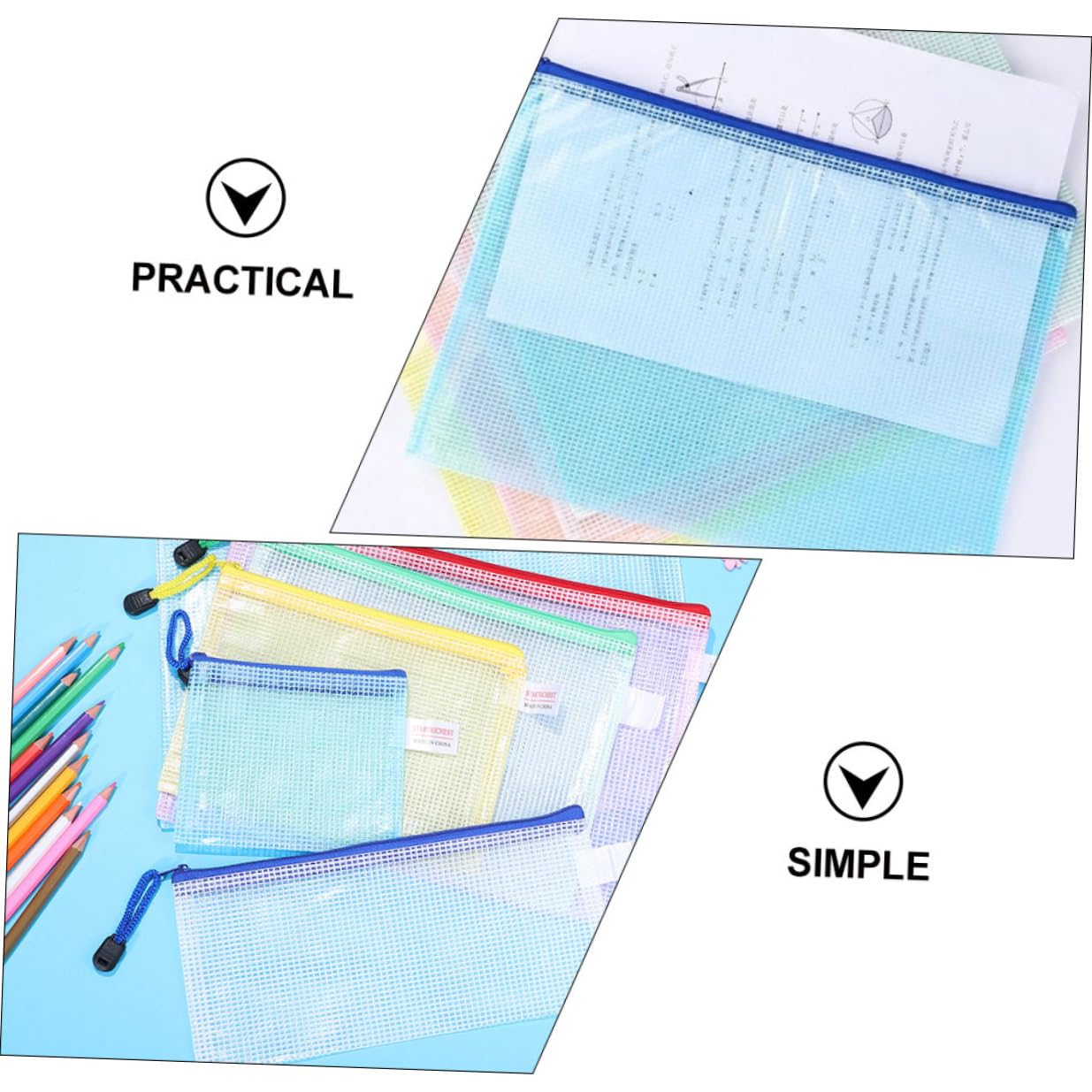 16 pezzi Bustine Portadocumenti con Zip in PVC Trasparente Organizer Ufficio Multiuso per File Cosmetici e Accessori Vari Formati Custodia Resistenti e Visibili