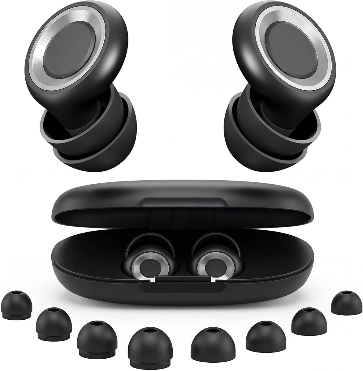 Ear Plugs for Sleep - Single+Double Tips with 46dB Noise Reduction, Eco-Durable Silicone | 8 Pairs Custom Tips (XS - L) | Top-Layer Seal Tech for Sleep, Focus, Travel