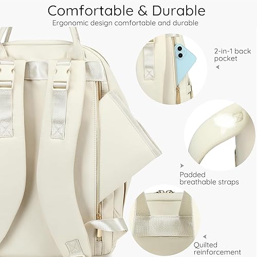 Miniatura 6 de Mochila para pañales, grande, multifuncional, para niños, niñas y bebés, bolsa esencial de viaje con cambiador, bolsillos aislados, correas para