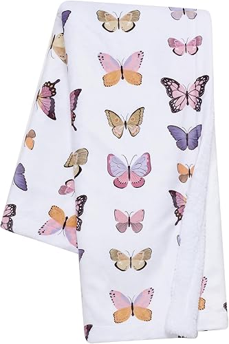 Vista 43 de Lambs & Ivy Manta de bebé botánica acuarela floral rosa polar bebé Botánico