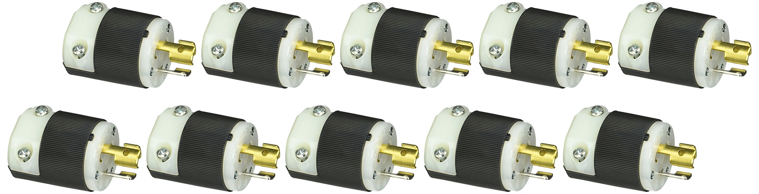 Hubbell HBL4770C Locking Plug, 15 amp, 277V, L7-15P, Black/White (Pack of 10)