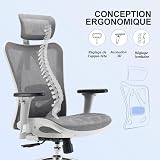 SIHOO Chaise de Bureau, Siege de Bureau Ergonomique, Fauteuil à Dossier Haut Respirant avec accoudoir de Chaise réglable 3D en Maille respectueuse de la Peau et Support Lombaire - 2