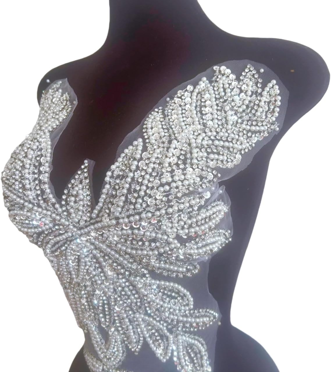 Hand Beaded Sewing Clothes Appliques and Patches,Sew on with Loose Crystals Rhinestones Stones for Events Evening Party Wedding Dress Prom Gowns Design DIY