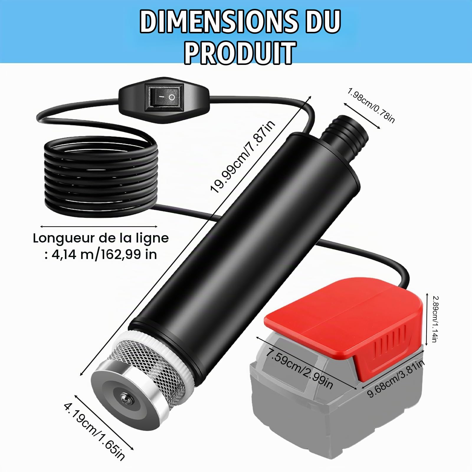 Pompe Submersible Sans Fil Compatible Avec Batterie Einhell 18 V: Pompe à Eau à Batterie, Pompes Submersibles, Petite Pompes Submersible Portable Pour Vider Les Piscines, Jardins