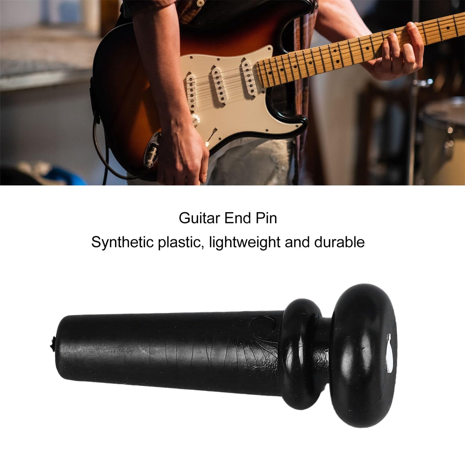 Acoustic Guitar Tailnail Peg Replacement, Guitar Bridge Pins Synthetic Plastic Bass String End Pin Button for Strap Fixing (Black) - Image 2