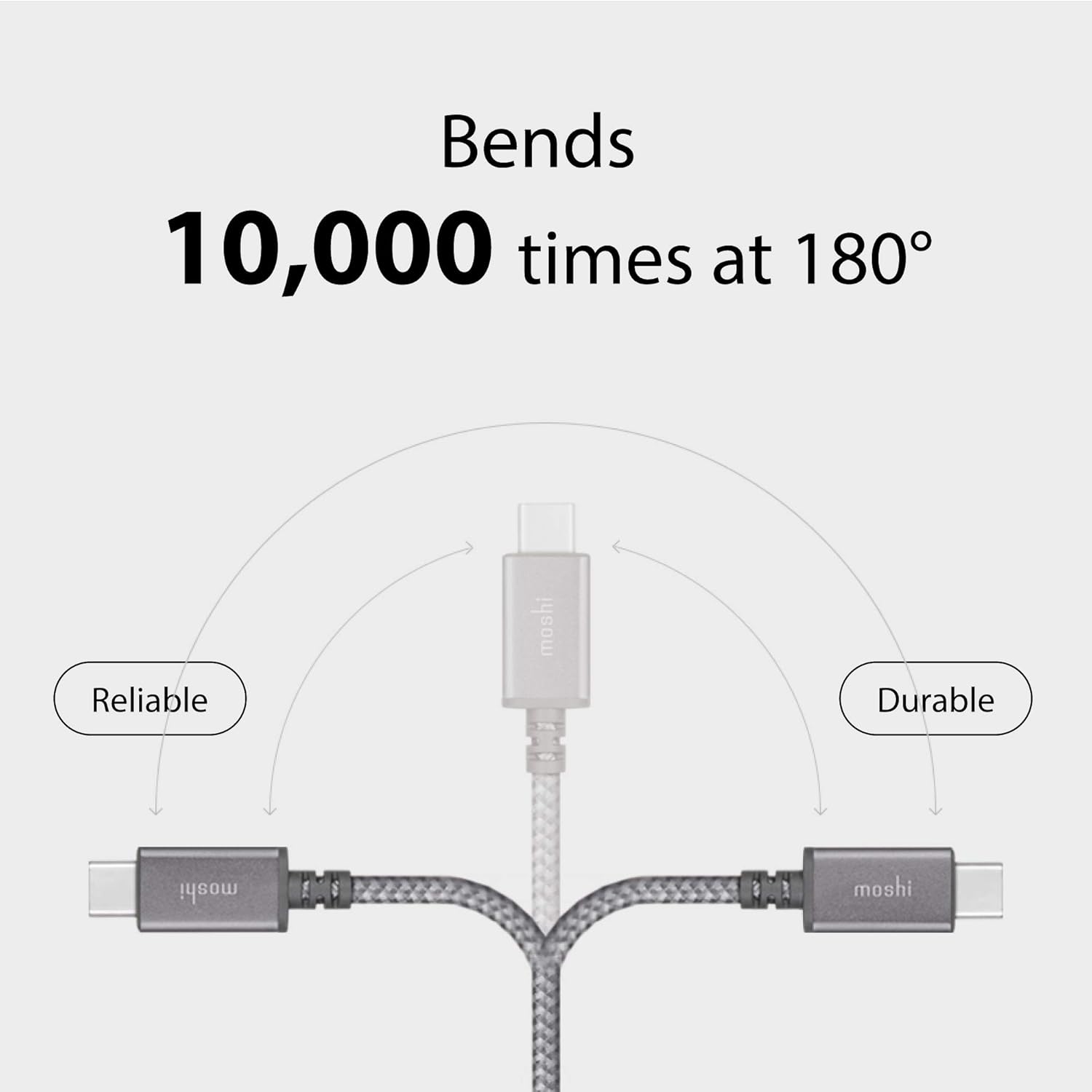Moshi Integra USB C to Lightning Cable 4ft/1.2m, Mfi-Certified, Power Delivery, Fast Charging 30W, [Durable Ballistic Nylon Braided] for iPhone 12/11/iPad [for Use of USB C Charger], Titanium Gray