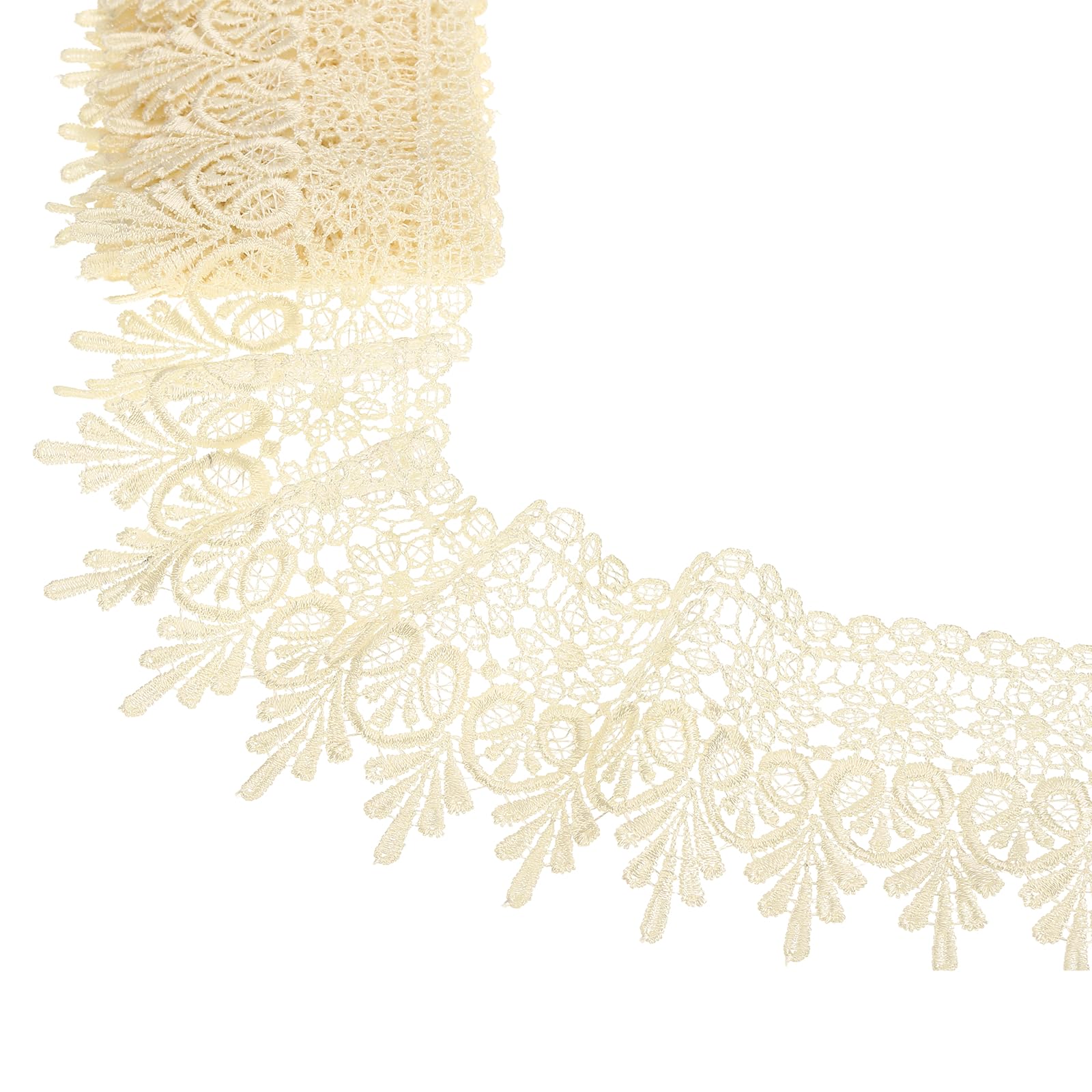sourcing map 4 Inch Lace Trim Fabric Lace Vintage Flower Ribbon by the Yard Embroidered Edge for Sewing Dress Pillow Clothes Bag Curtain Bridal Decor DIY Crafts Table Decor(Beige 3 Yards)