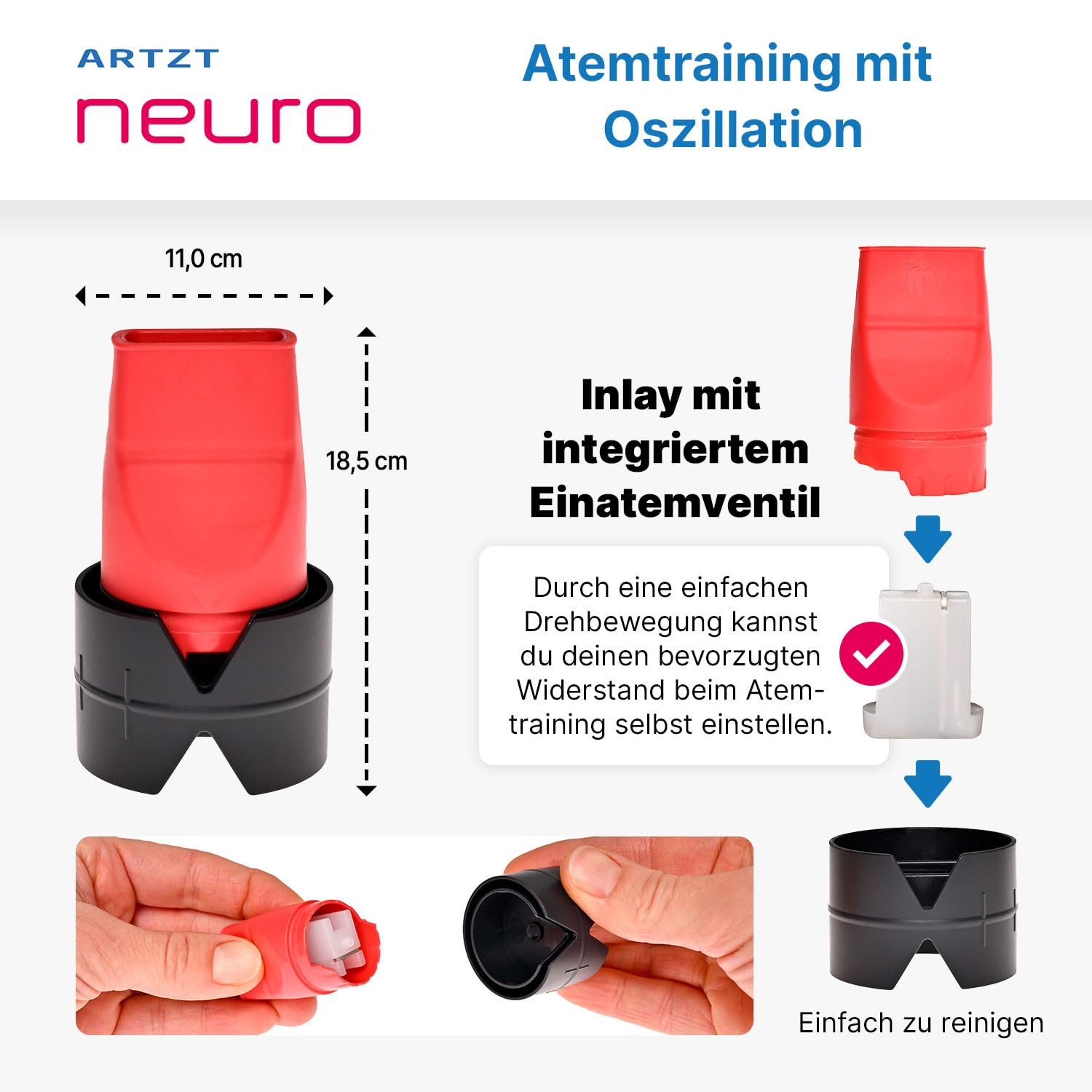 ARTZT neuro Atemtrainer Lungentrainer | Medizinprodukt zur Stärkung der Atemmuskulatur | Breathing Trainer mit 7 Stufen | Atemgerät für effektives Atemtraining| Atemtherapiegerät für Lungentraining