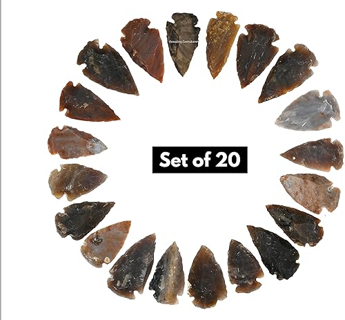 Miniatura 6 de Amazing Gemstone 20 piezas de punta de flecha de jaspe de lujo a granel, cristal y piedra curativa Flint Rock Flint Rock Flint Head - 1 a 1.5 puntas