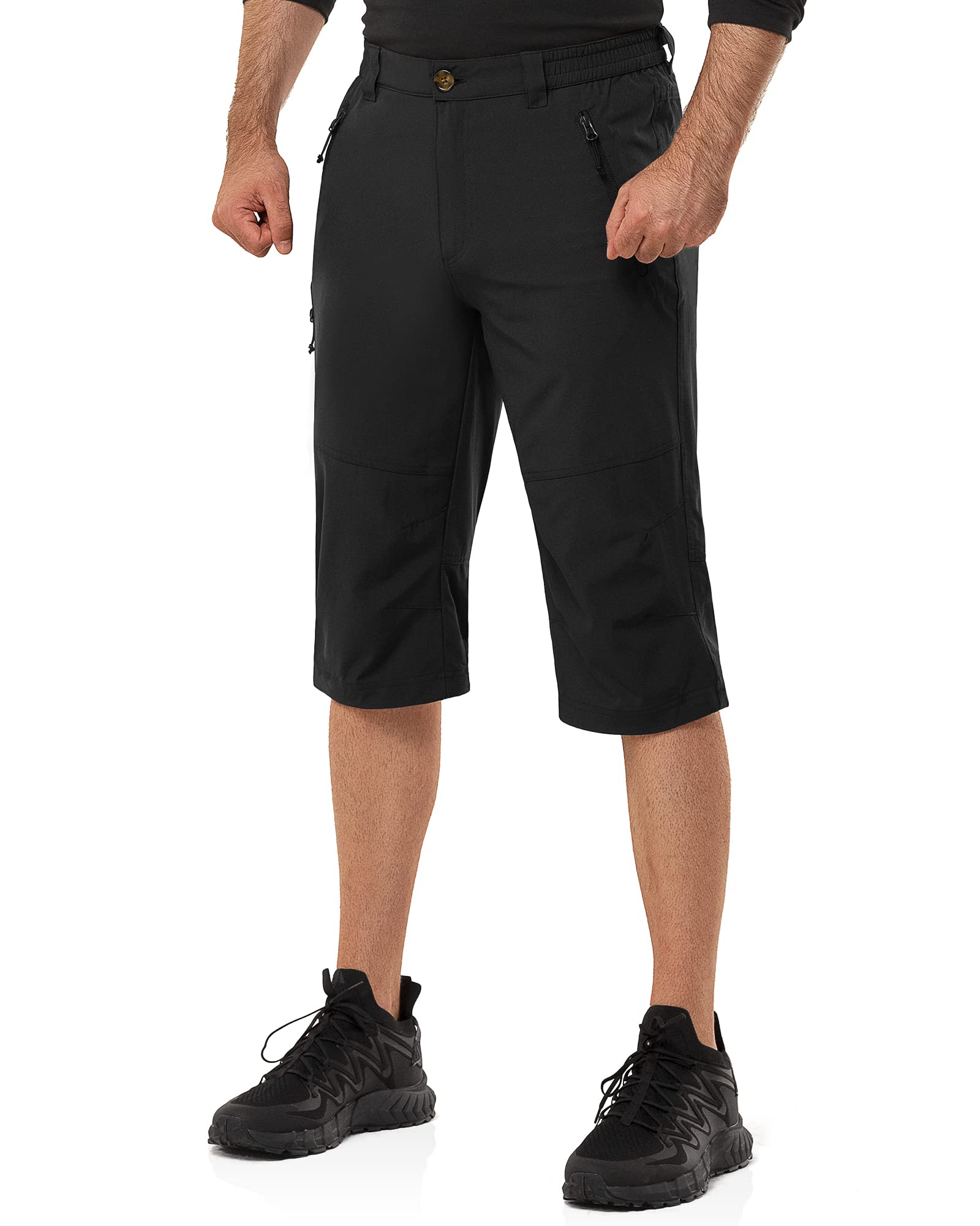 33,000ft Herren 3/4 Hose Cargo Shorts Kurze Wanderhose Stretch Leichte Radhose Sommer Capri Dreiviertel Hose Outdoor Shorts UPF 50+ mit Viele Taschen für Wandern Laufen Radfahren