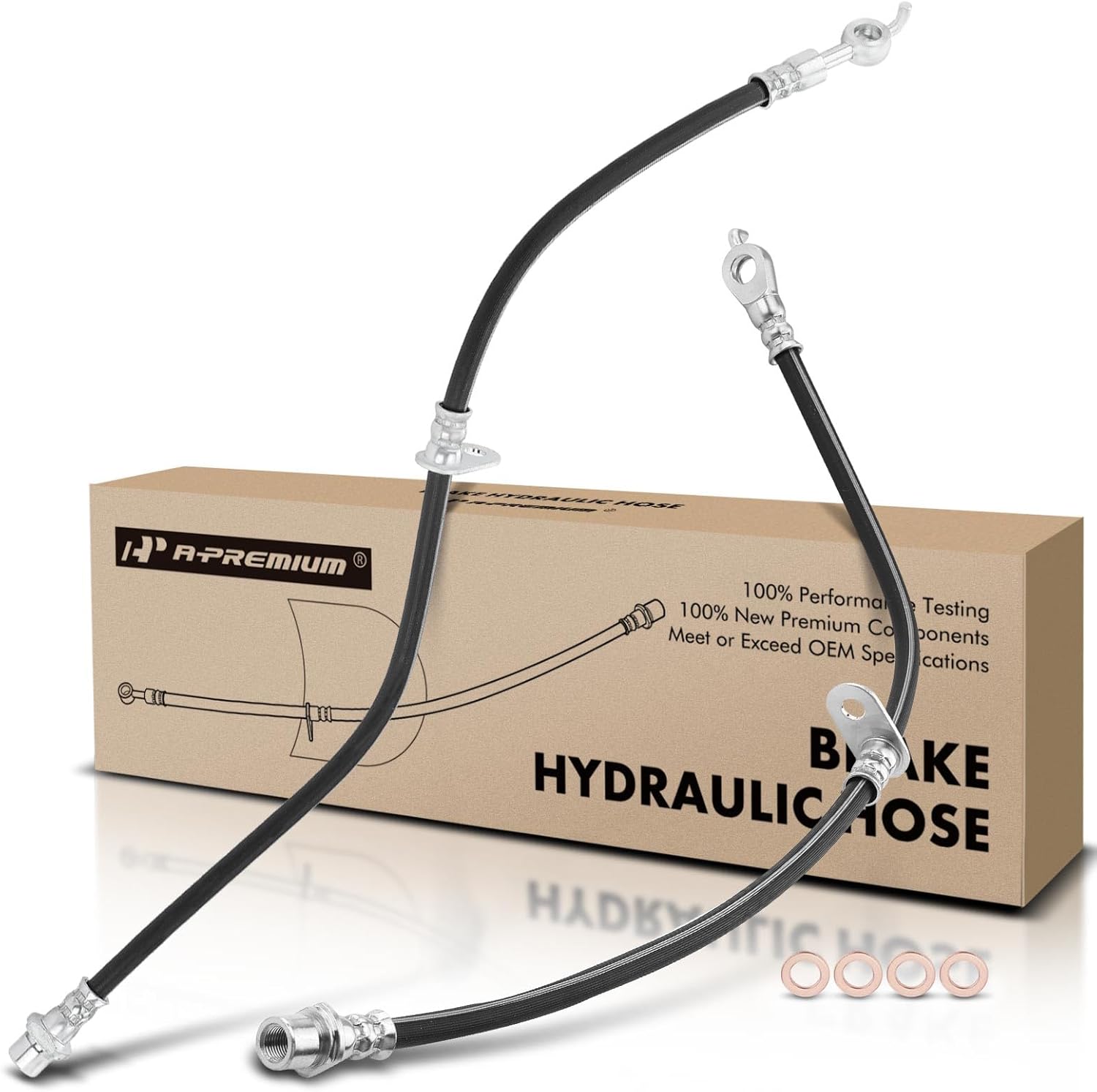 A-Premium Front Driver and Passenger Brake Hydraulic Hose Compatible with Toyota and Scion Models - Echo 2000-2005, xA 2004-2006, xB 2004-2006, 1.5L - Replace# 9094702C31(Pack of 2)