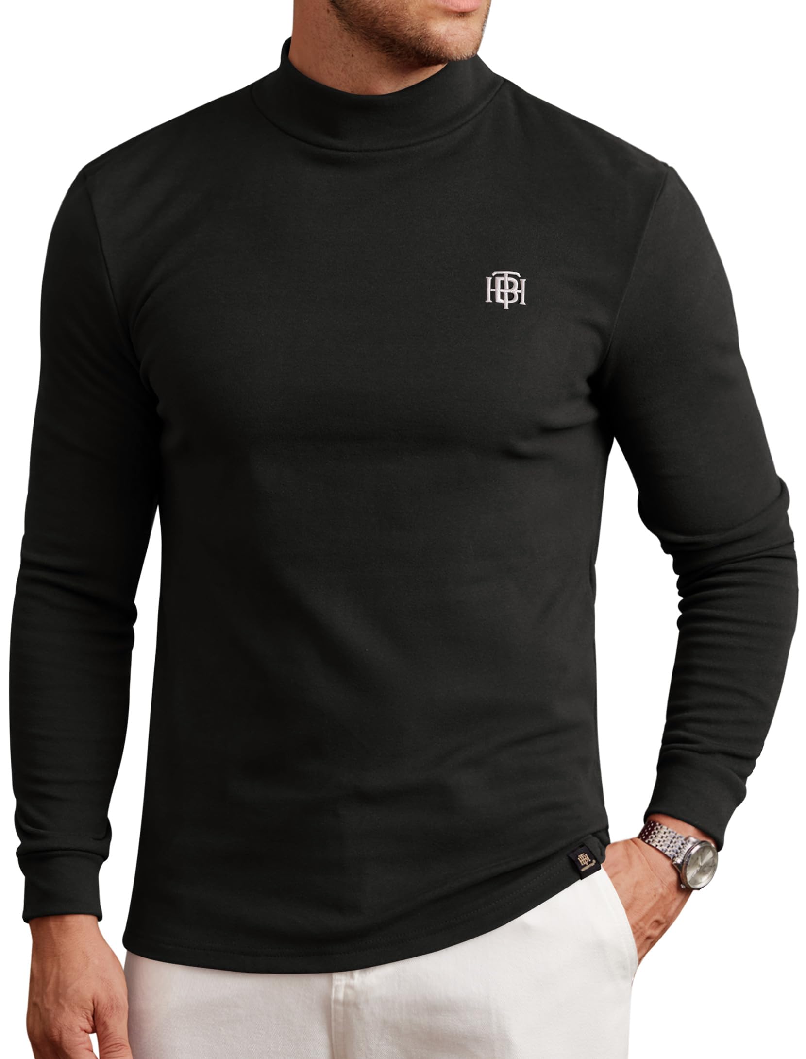 Herberton Mens Mock Turtleneck Shirts Thermal Fleece Casual Undershirt