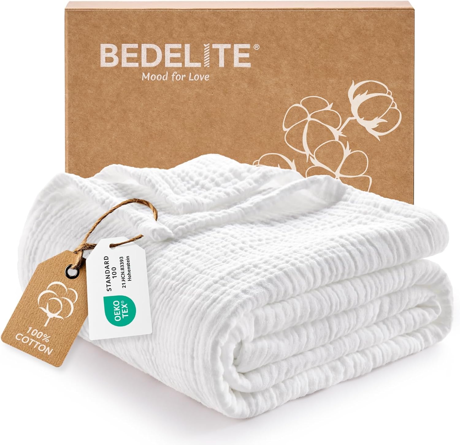 BEDELITE 100% Cotton Muslin Blanket just $26.99 at Amazon