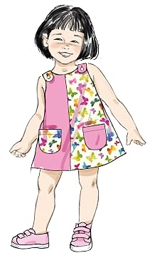 Butterick B7003A Easy to Sew Toddlers' Dresses and Underwear Sewing Pattern Packet, Design Code B7003, Sizes 1/2-1-2-3-4
