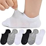 JORMATT Toddler Little Girls Boys No Show Socks Cotton Anti Slip Low Cut Socks With Grips 6 Pairs