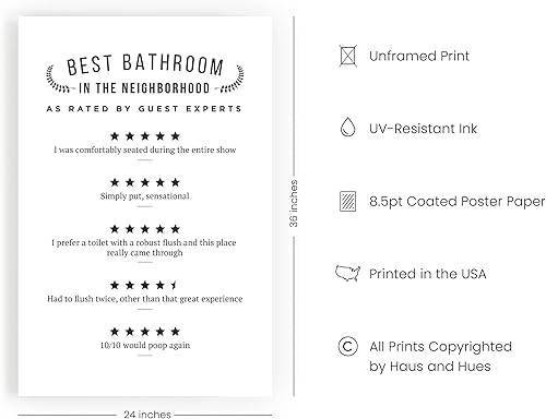 Miniatura 77 de HAUS AND HUES Decoración Divertida de Baño – Arte de Pared de Barba y Mullet, Letrero Humorístico de Baño, Impresión de Pared Divertida para Baño o