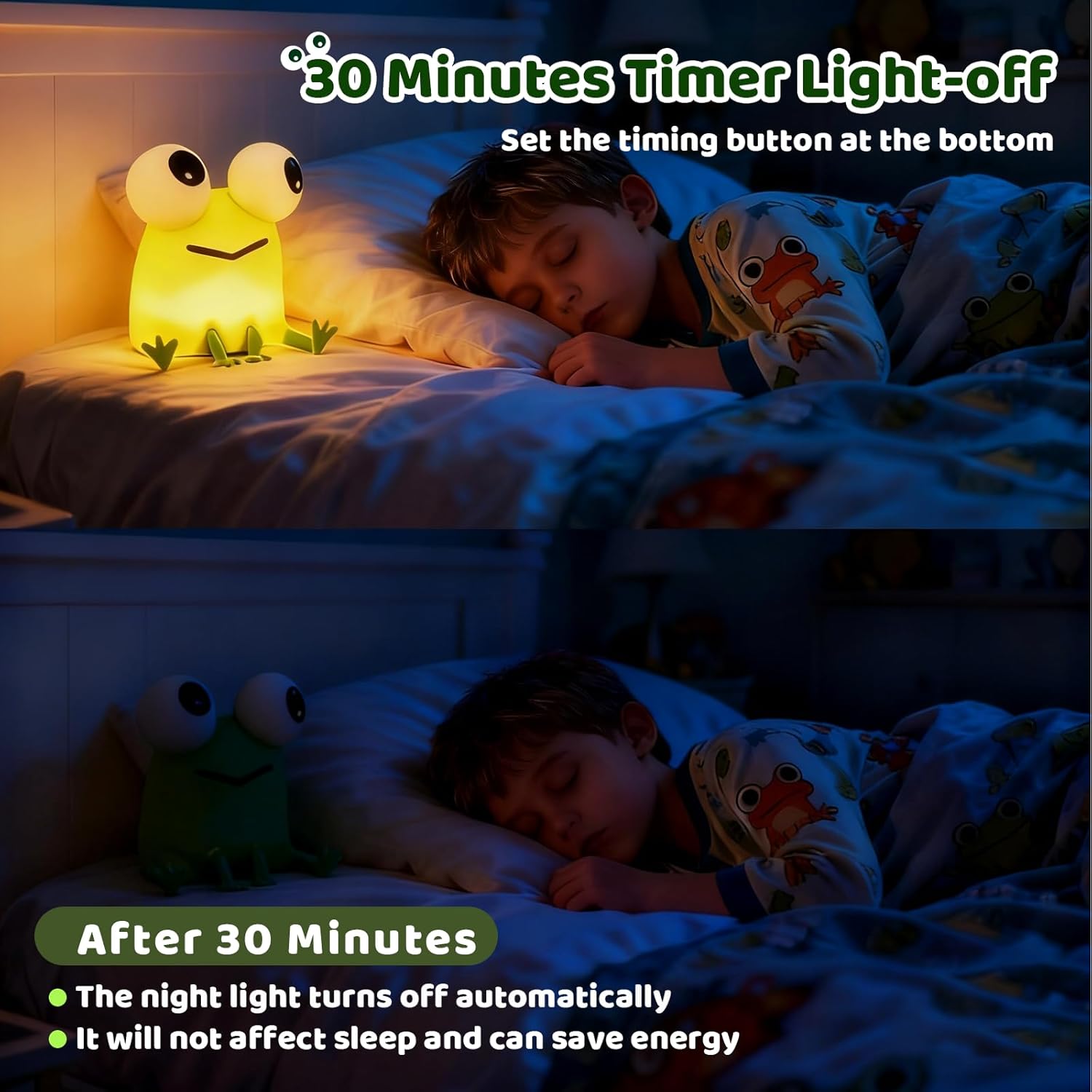 Frog Night Light with Timer Dimmable 3 Brightness 7 Colors Kawaii Frog Lamp Warm Sleep Aid USB Rechargeable Portable Night Lamp Decor for Girl Boy Nursery/Bedroom/Desk/Office