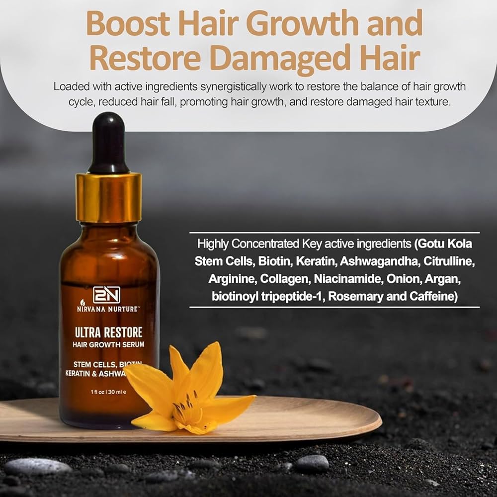 Amazon.com : Ultra Restore Hair Growth Serum -Promote Fuller Hair Growth  and Reduce Hair Loss, Nurtures Hair Follicle, Hydrates the Scalp, Detox  Scalp -Stem Cells, Ashwagandha, Biotin, Keratin : Beauty & Personal