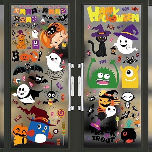 Miniatura 6 de Decoración de Halloween para ventana, lindas calcomanías de decoración de ventana de Halloween, lindas calcomanías de decoración de Halloween,