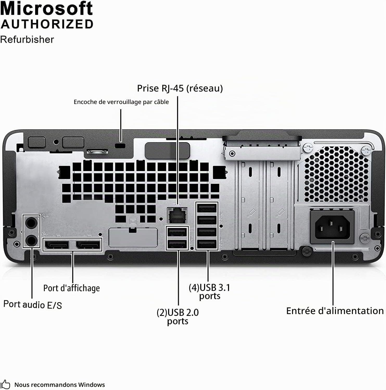 HP EliteDesk 800 G4 SFF Ordinateur de bureau, Intel Core i5-8500, 8 Go RAM, 256 Go SSD, WiFi, Bluetooth, Windows 11 Pro (renouvelé)
