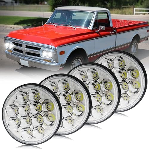 Jiuguang - 4 faros delanteros LED redondos de cristal de 5.75 pulgadas, 36 W, haz sellado IP68, impermeable, repuesto 4000, 4040, 5506, H5006, H651