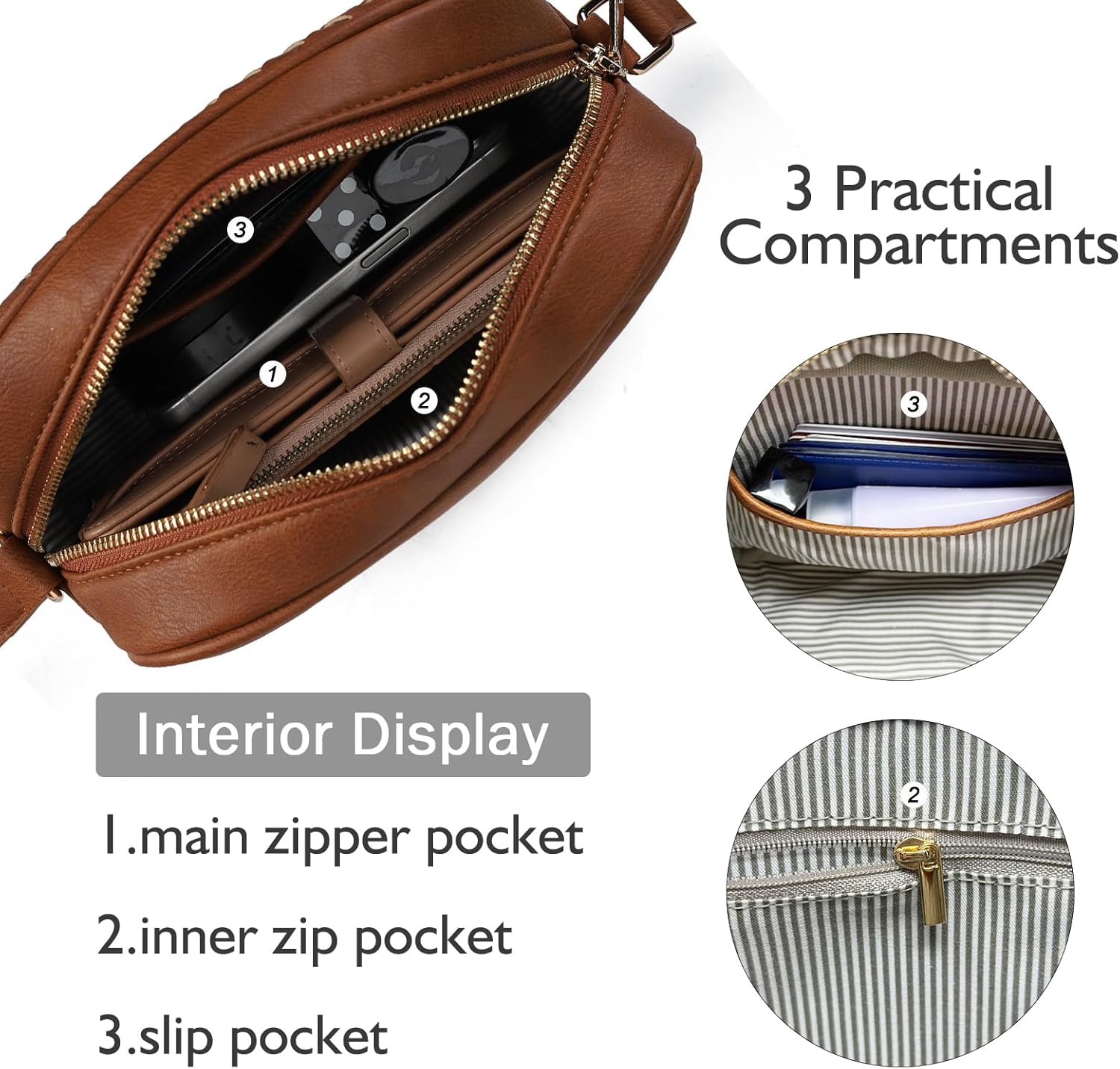 AFKOMST Woven Crossbody Bags for Women Small Summer Purse and Boho Cross Body Handbag with Tassel, Vegen Leather | Fit Long Wallet, Spacious Room - Image 5