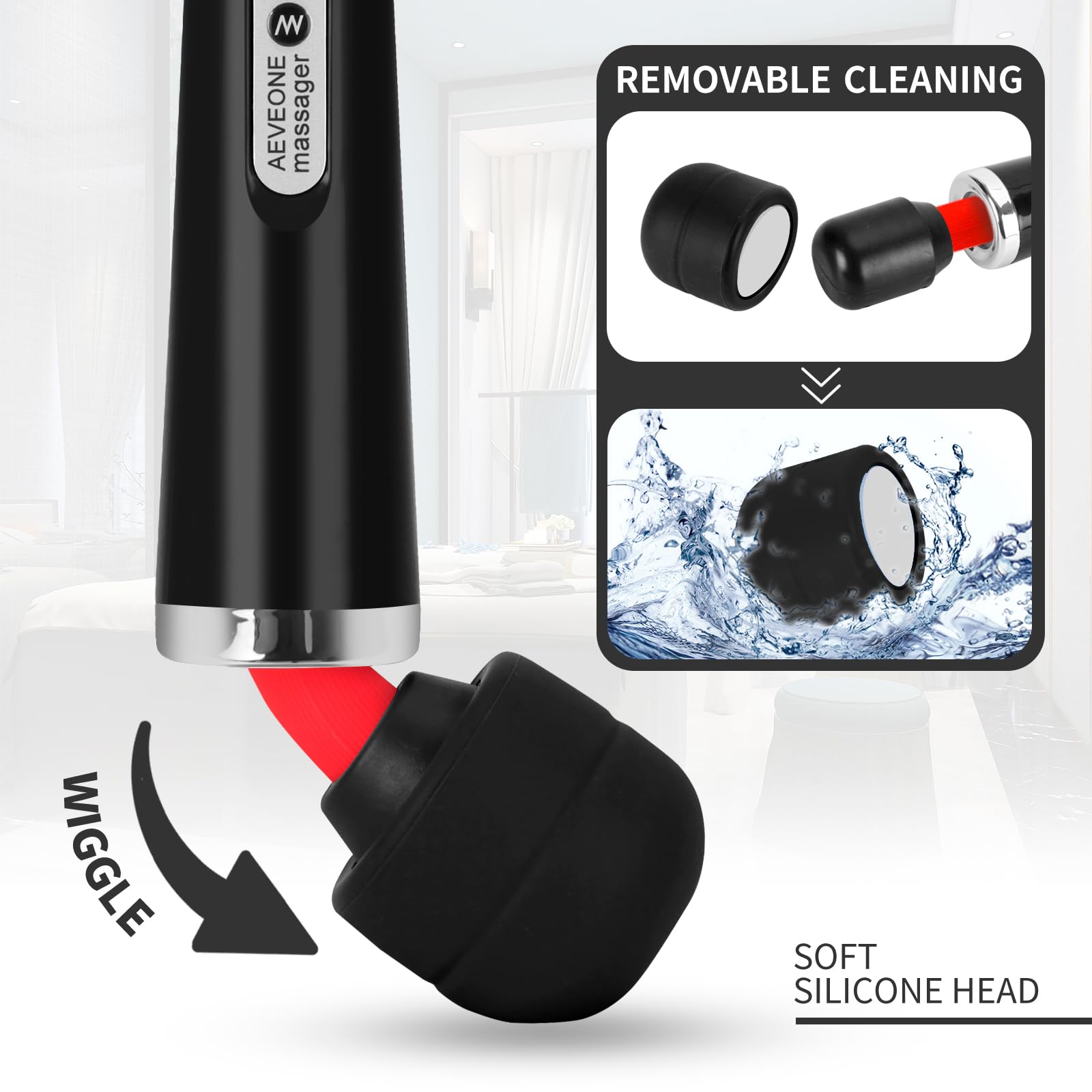 AEVEONE Wired Powerful Handheld Electric Massager, Strong Personal Back Massage for Sports Recovery, Muscle Aches, Body Pain (Rose red): Black