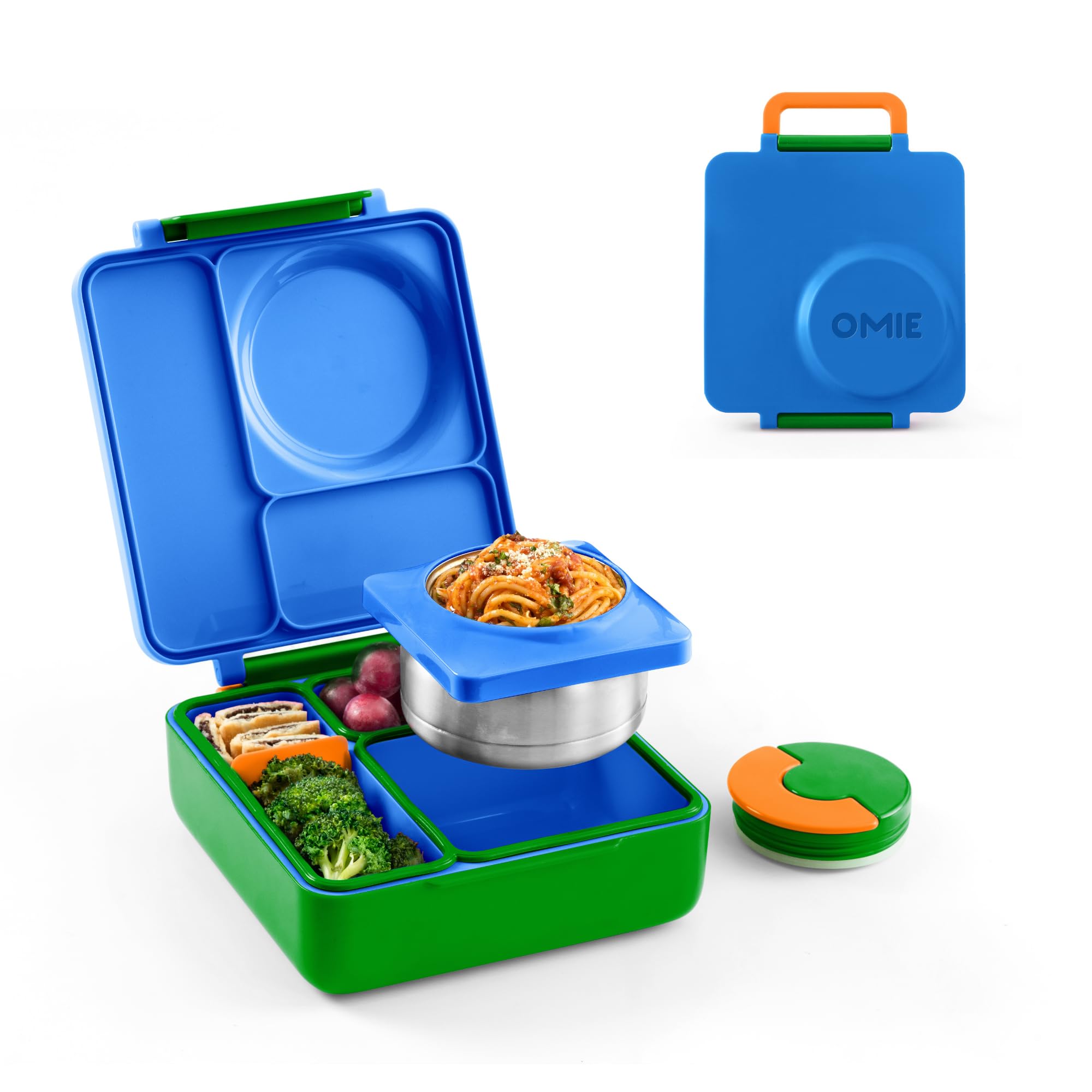 Omie OmieBox Kids Insulated Leakproof Bento Lunch Box with Food Jar (Monster Blue)