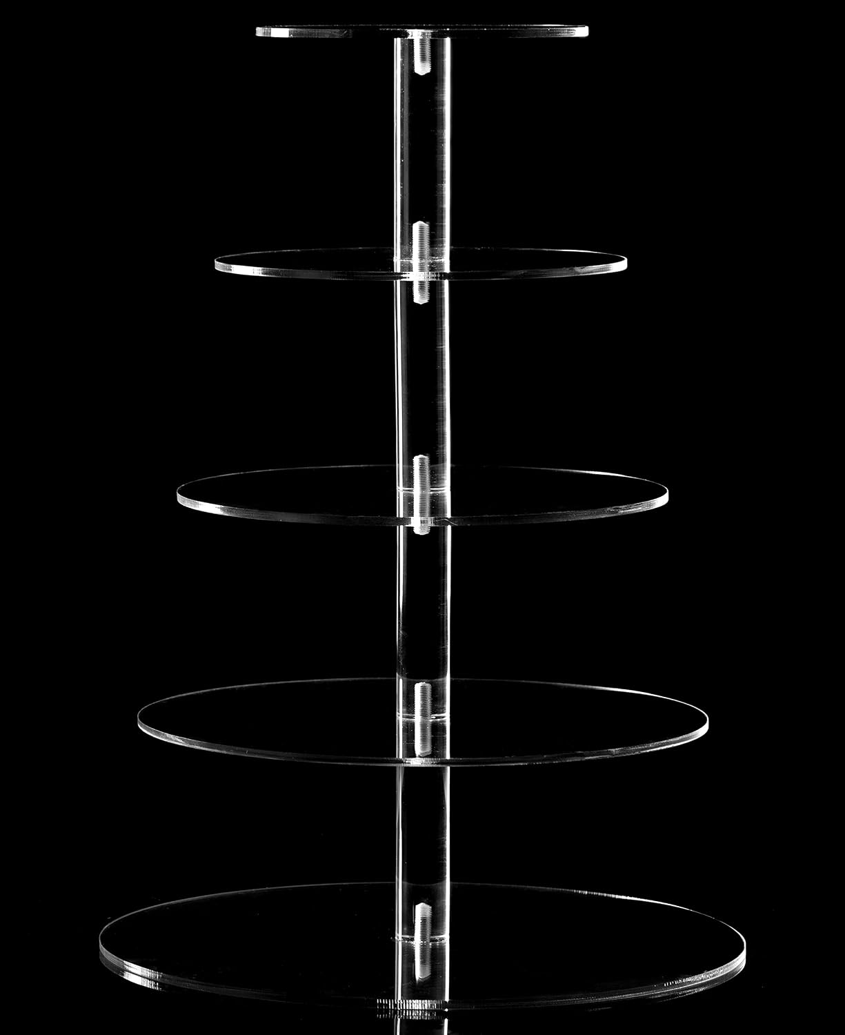 Yestbuy 5 Tier Round Acrylic Cupcake Tree Tower Display Stand Display for Pastry Wedding Birthday Party (5 Tier Round (4" Between 2 Layers))
