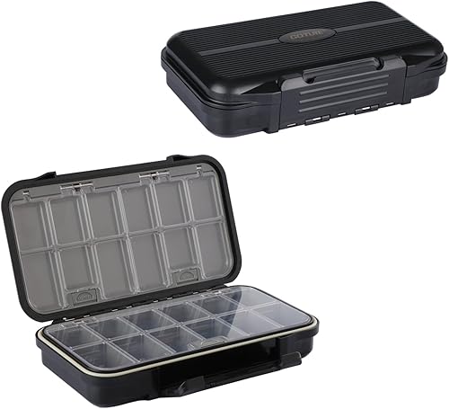 Goture Caja de aparejos pequeña, cajas de señuelos de pesca impermeables, estuche de almacenamiento de cebo de plástico, contenedores de accesorios