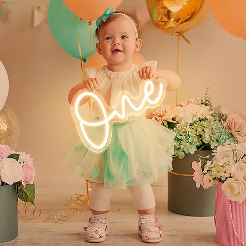 Miniatura 4 de Letreros de neón para decoración de pared, letrero de luces de neón de un año, letrero LED de un número, luz nocturna para dormitorio de niños,