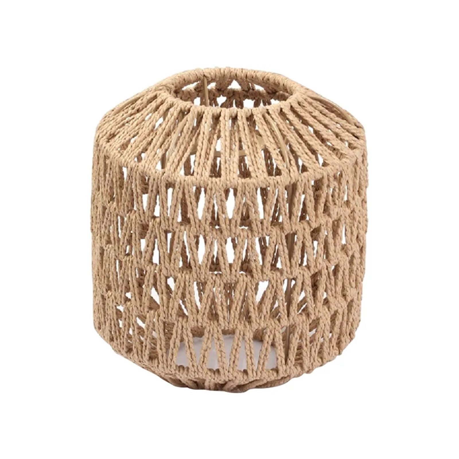 Light Shade Simulated Rattan Light Fixture Vintage Chandelier Lamp Shade Handmade Woven Lamp Shade for Living Room Bedroom Hotel Restaurant(Cylindrical 19 * 20.5cm)