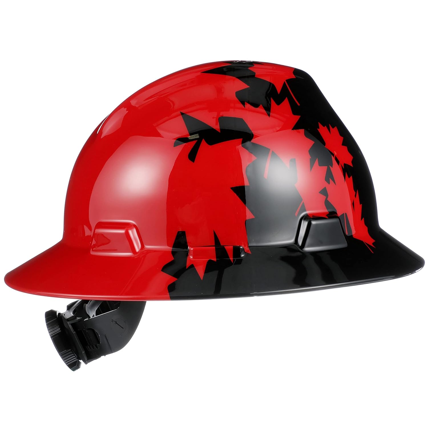 MSA 10082235 Freedom Series V-Gard Full-Brim Hard Hat With Fas-Trac III Ratchet Suspension | Polyethylene Shell, Self Adjusting Crown Straps - Standard Size in Canadian Black
