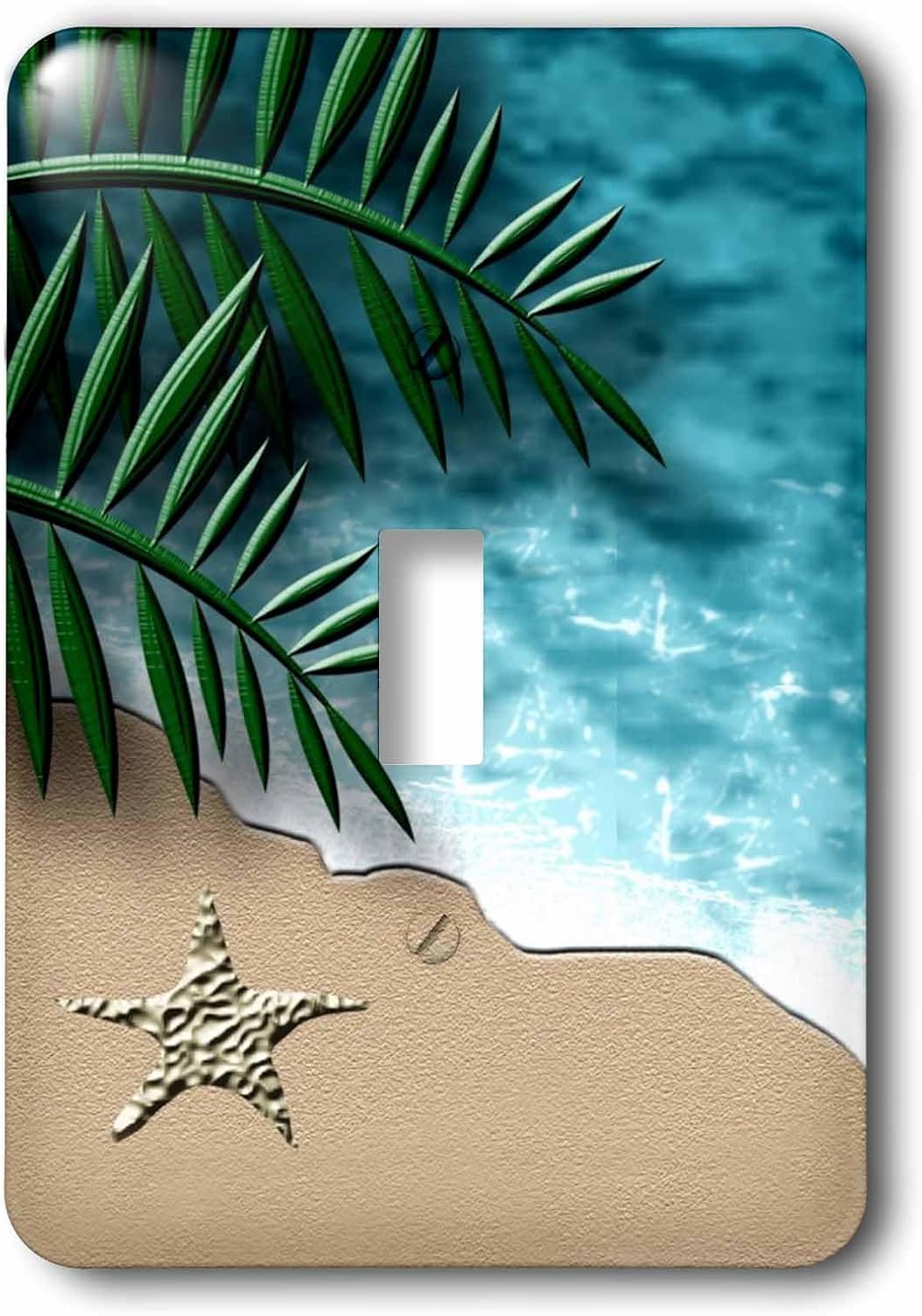 3dRose Stylized Beach Scene Shoreline Ocean Sand Starfish double toggle switch