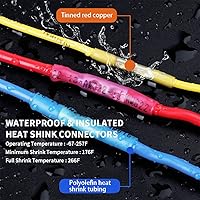 Vista 5 de Conectores de Empalme Termorretráctiles, 26-24 AWG 100 Piezas Conectores de Cable Crimpado Aislados de Grado Marino Transparentes, Conectores