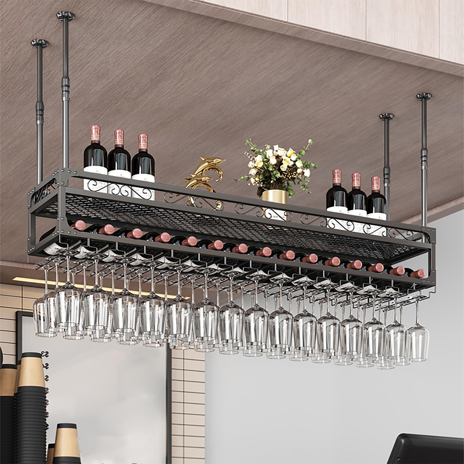Casier à vin mural pour une ambiance de bar bistrot dans la cuisine
