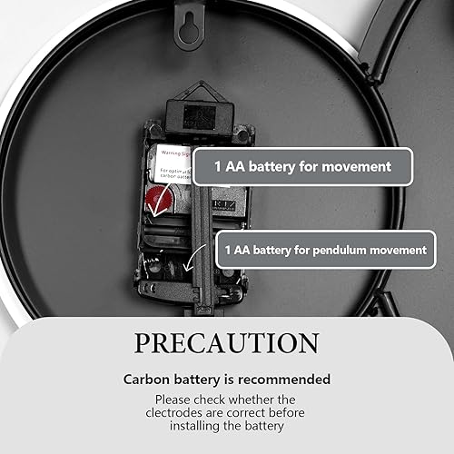 Miniatura 5 de Reloj de pared grande y moderno para sala de estar, reloj de pared decorativo silencioso a pilas con péndulo de metal para decoración de cocina,